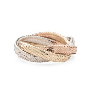GOLDEN CLEF Gold Made In Italy 14kt Gold Tri-color Cross Over Ring